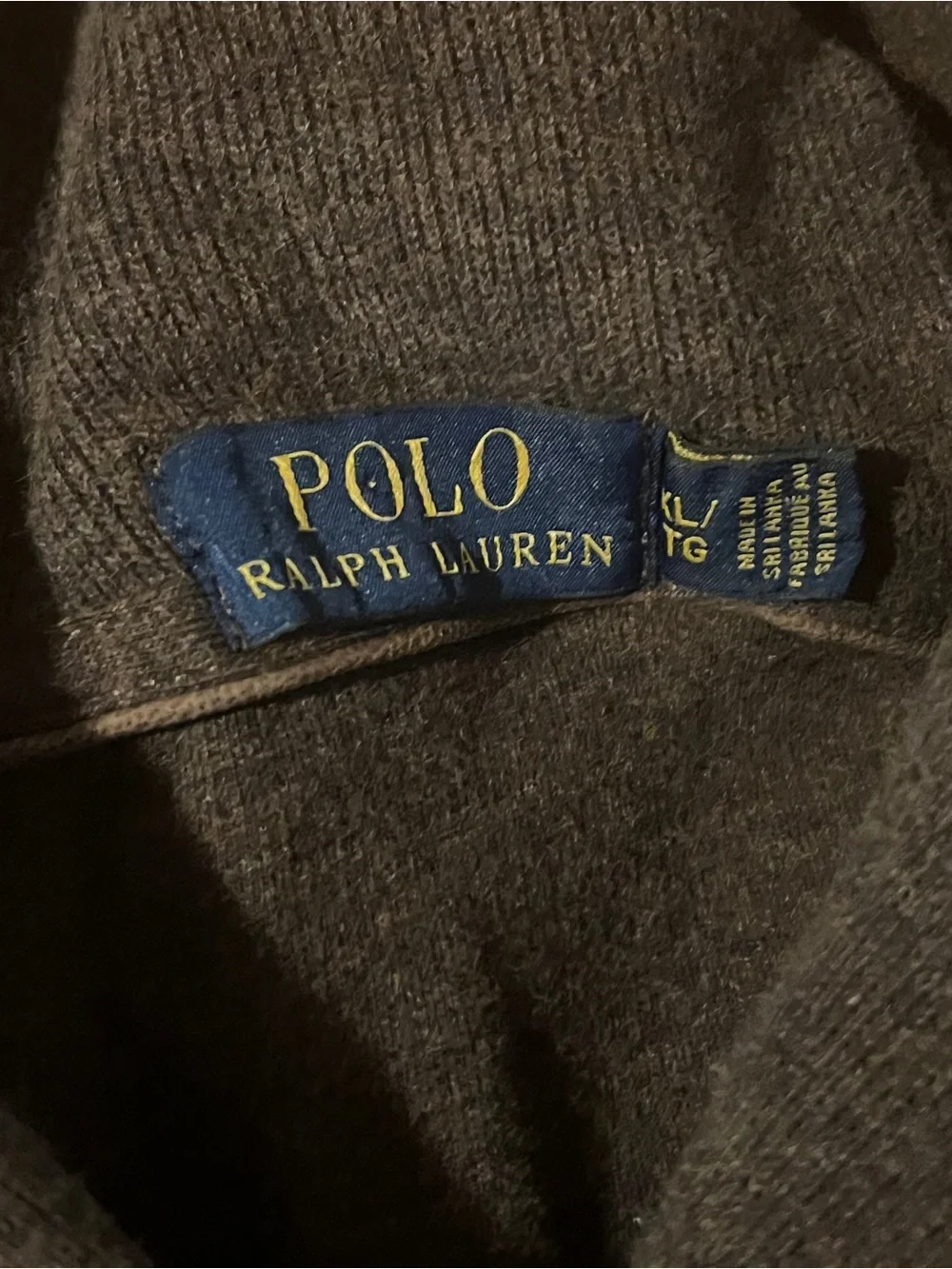 Polo Ralph Lauren Brown Shawl Collar Button Neck Cotton Knit Sweater Men’s XL